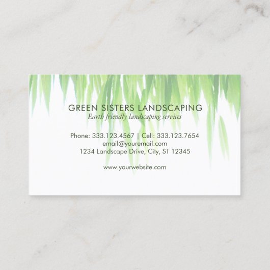 Green Earth Friendly Landscaping Visitekaartje (Achterkant)