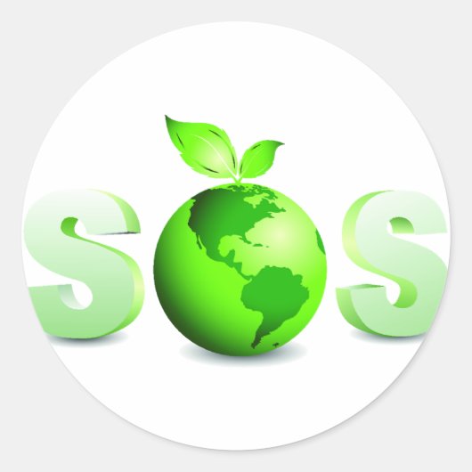 Green Earth SOS Earth Day Bericht Ronde Sticker (Voorkant)