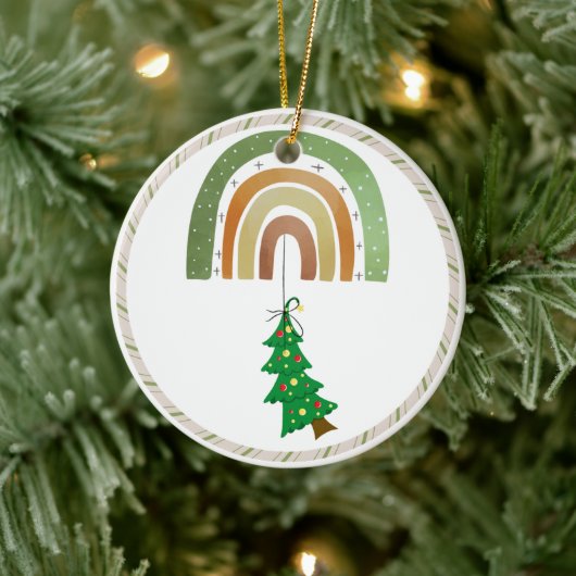 Green Earth Tone Boho Rainbow Arch Tree Ornament (Boom)