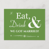 Green Eat Drink We zijn getrouwd Retro Elopement Briefkaart (Voorkant)