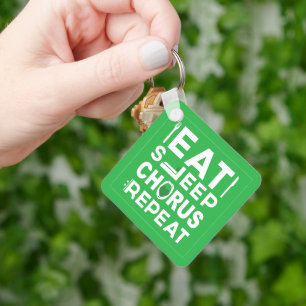 Green Eat Sleep Chorus Herhaling Block Sleutelhang Sleutelhanger