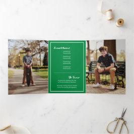 Green Edgy Abstract Torn Photo Afstuderen Drieluik Uitnodiging