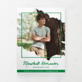 Green Edgy Abstract Torn Photo Afstuderen Drieluik Uitnodiging (Cover)