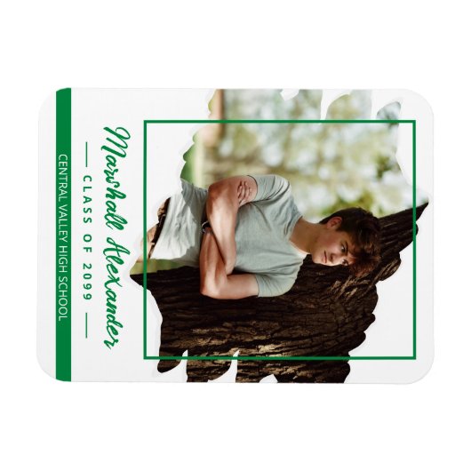 Green Edgy Abstract Torn Photo Afstuderen Magneet (Horizontaal)