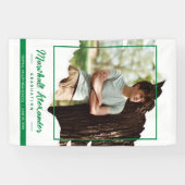 Green Edgy Abstract Torn Photo Afstuderen Spandoek (Horizontaal)