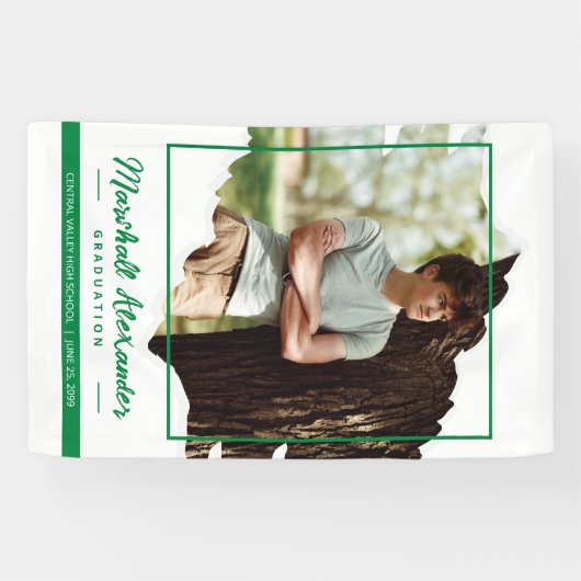 Green Edgy Abstract Torn Photo Afstuderen Spandoek (Horizontaal)