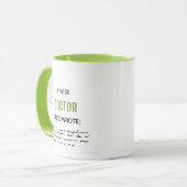 Green, een wijze dokter, schreef ooit grappige nie mok (Voorkant links)