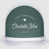 Green | Eenvoudige & zoete eerste kerst Baby foto Sneeuwbol (Voorkant)