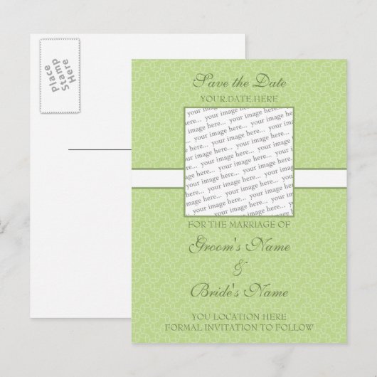 Green Eggshell Bewaar de datum Briefkaart (Voorkant / Achterkant)