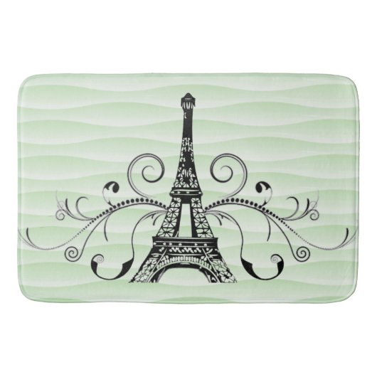 Green Eiffel Towel Flourish Bath Mat (Voorkant)