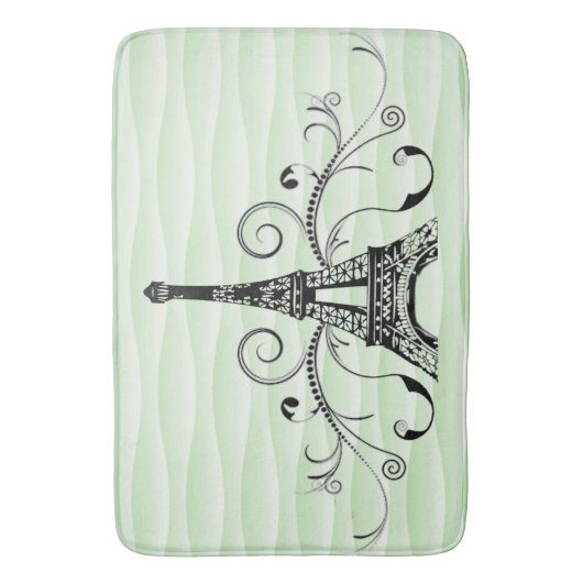 Green Eiffel Towel Flourish Bath Mat (Voorkant Verticaal)