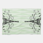 Green Eiffel Towel Flourish Kitchen Towel Theedoek (Horizontaal)