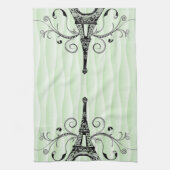 Green Eiffel Towel Flourish Kitchen Towel Theedoek (Verticaal)