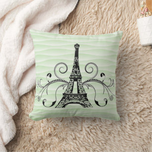 Green Eiffel Towel Flourish Pillow Kussen