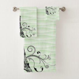 Green Eiffel Towel Flourish Towel Set Bad Handdoek