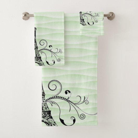 Green Eiffel Towel Flourish Towel Set Bad Handdoek (Insitu)