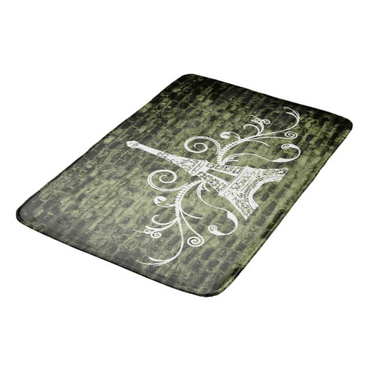 Green Eiffel Towel Grunge Bath Mat (Gekanteld)