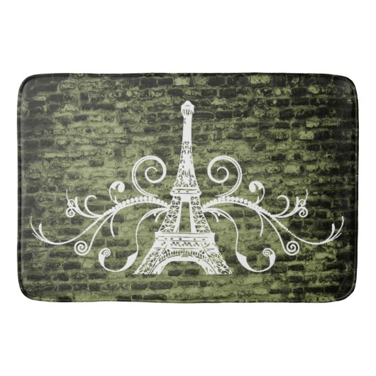Green Eiffel Towel Grunge Bath Mat (Voorkant)