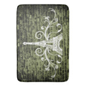 Green Eiffel Towel Grunge Bath Mat (Voorkant Verticaal)