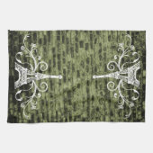 Green Eiffel Towel Grunge Kitchen Towel Theedoek (Horizontaal)