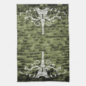 Green Eiffel Towel Grunge Kitchen Towel Theedoek (Verticaal)