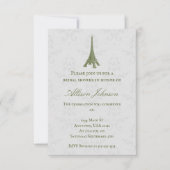 Green Eiffel Tower Damask Vrijgezellenfeest Invite Kaart (Voorkant)
