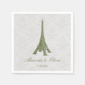 Green Eiffel Tower Damask Vrijgezellenfeest Napkin Servet (Voorkant)