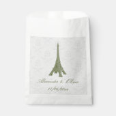 Green Eiffel Tower Damask Wedding Favor Bag Bedankzakje (Voorkant)
