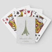 Green Eiffel Tower Damask Wedding Favor Card Deck Pokerkaarten (Achterkant)