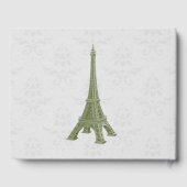 Green Eiffel Tower Damask Wedding Guestbook Gastenboek (Achterkant)