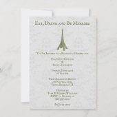Green Eiffel Tower Damask Wedding Rehearsal Dinner Kaart (Voorkant)