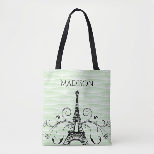 Green Eiffel Tower Flourish Canvas tas (Voorkant)