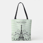 Green Eiffel Tower Flourish Canvas tas (Achterkant)