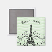 Green Eiffel Tower Flourish Magnet (Voorkant / Achterkant)