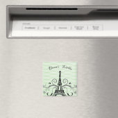 Green Eiffel Tower Flourish Magnet (Insitu (Vaatwasser))