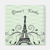 Green Eiffel Tower Flourish Magnet (Voorkant)