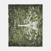Green Eiffel Tower Grunge Fleece Blanket (Voorkant)