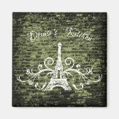 Green Eiffel Tower Grunge Magnet (Voorkant)