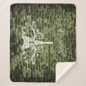 Green Eiffel Tower Grunge Sherpa Blanket Sherpa Deken (Voorkant)