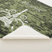 Green Eiffel Tower Grunge Sherpa Blanket Sherpa Deken (3/4)
