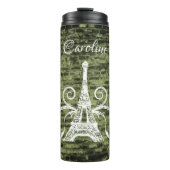 Green Eiffel Tower Grunge Thermal Tumbler Thermosbeker (Voorkant)