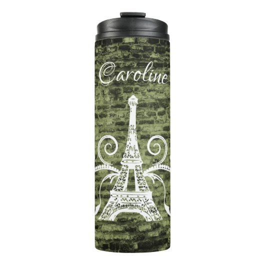 Green Eiffel Tower Grunge Thermal Tumbler Thermosbeker (Voorkant)