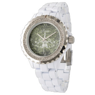 Green Eiffel Tower Grunge Watch Horloge