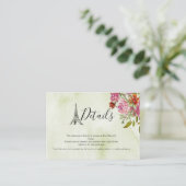 Green Eiffel Tower Waterverf Weddenschap Informatiekaartje (Staand voorkant)