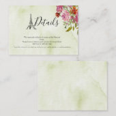 Green Eiffel Tower Waterverf Weddenschap Informatiekaartje (Voorkant / Achterkant)