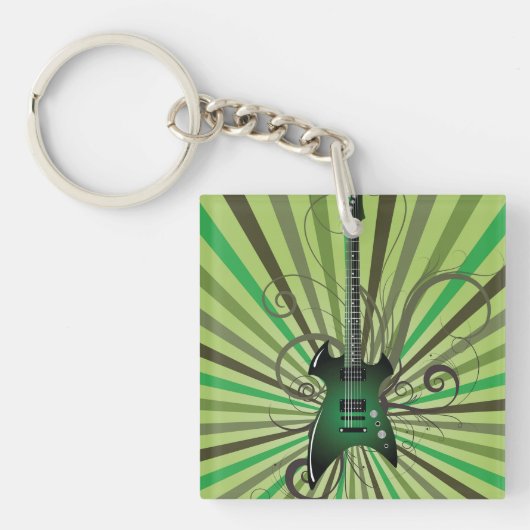 Green Electric Guitar Sleutelhanger (Voorkant)