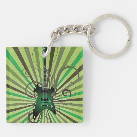 Green Electric Guitar Sleutelhanger (Achterkant)