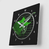 Green Electric Guitar Square Wall klok (Hoek)