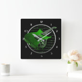 Green Electric Guitar Square Wall klok (Huis)
