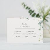 Green Elegance Cream Bruiloft RSVP Kaartje (Staand voorkant)